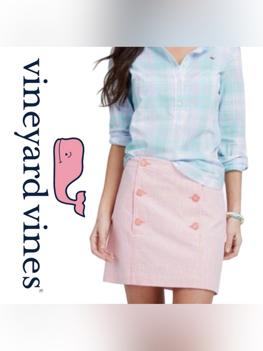 NWT Vineyard Vines Pinstripe Seersucker Mini Skirt Size 2 PRICE FIRM